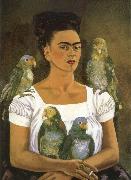 Frida Kahlo I and parrot oil painting artist
